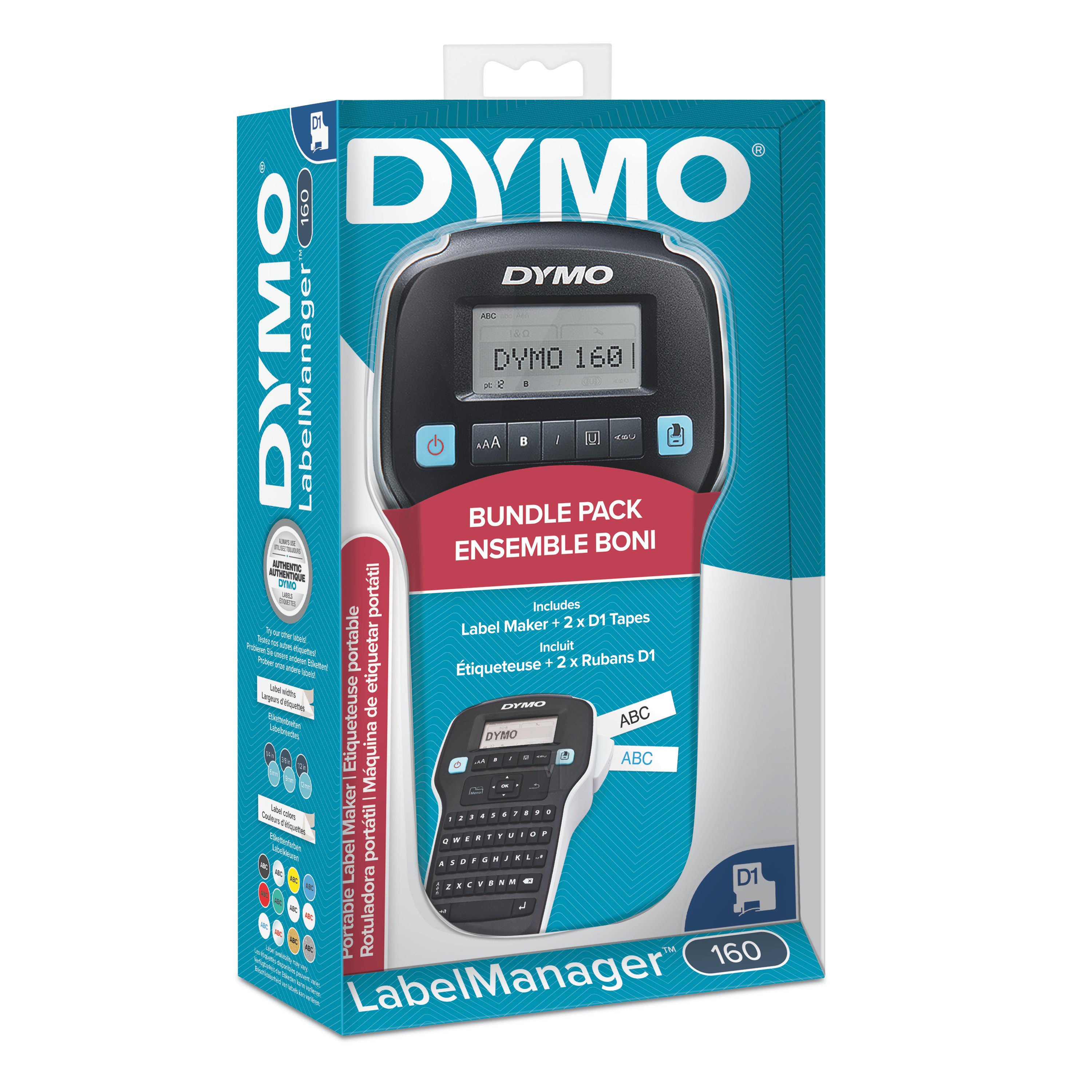 2174450 Dymo, Dymo LabelManager 160 Handheld Label Printer, 12mm Max Label  Width, Type E Plug, 754-5018