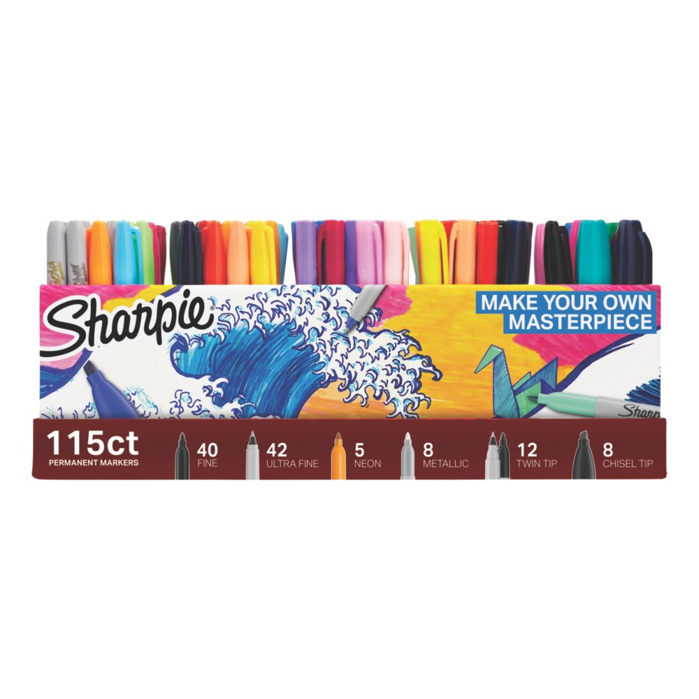 Sharpie Permanent Markers, Fine, Assorted - 12 markers