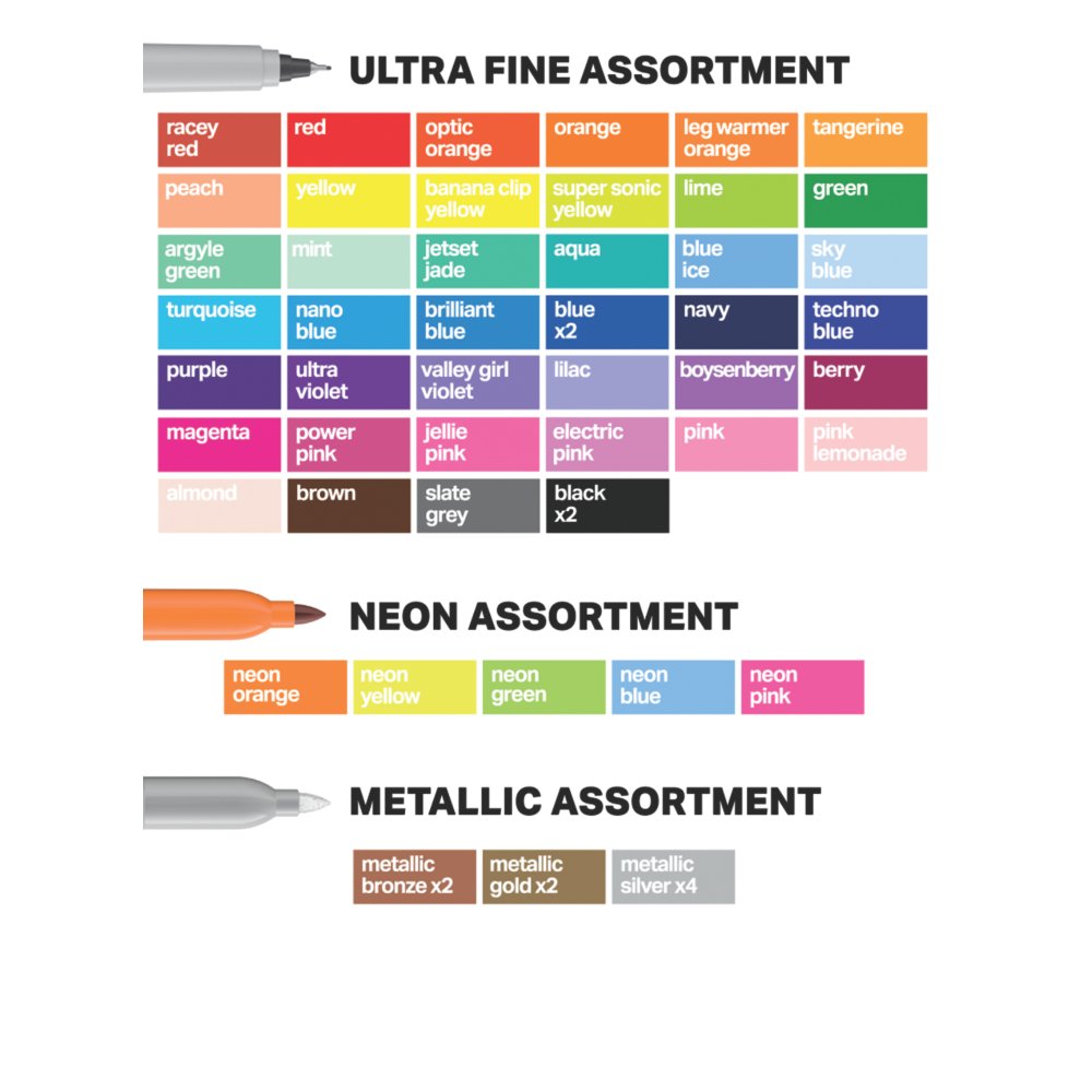  Sharpie Permanent Markers, Fine and Ultra-Fine Tips, 45 Count,  Ultimate Color Collection : Office Products