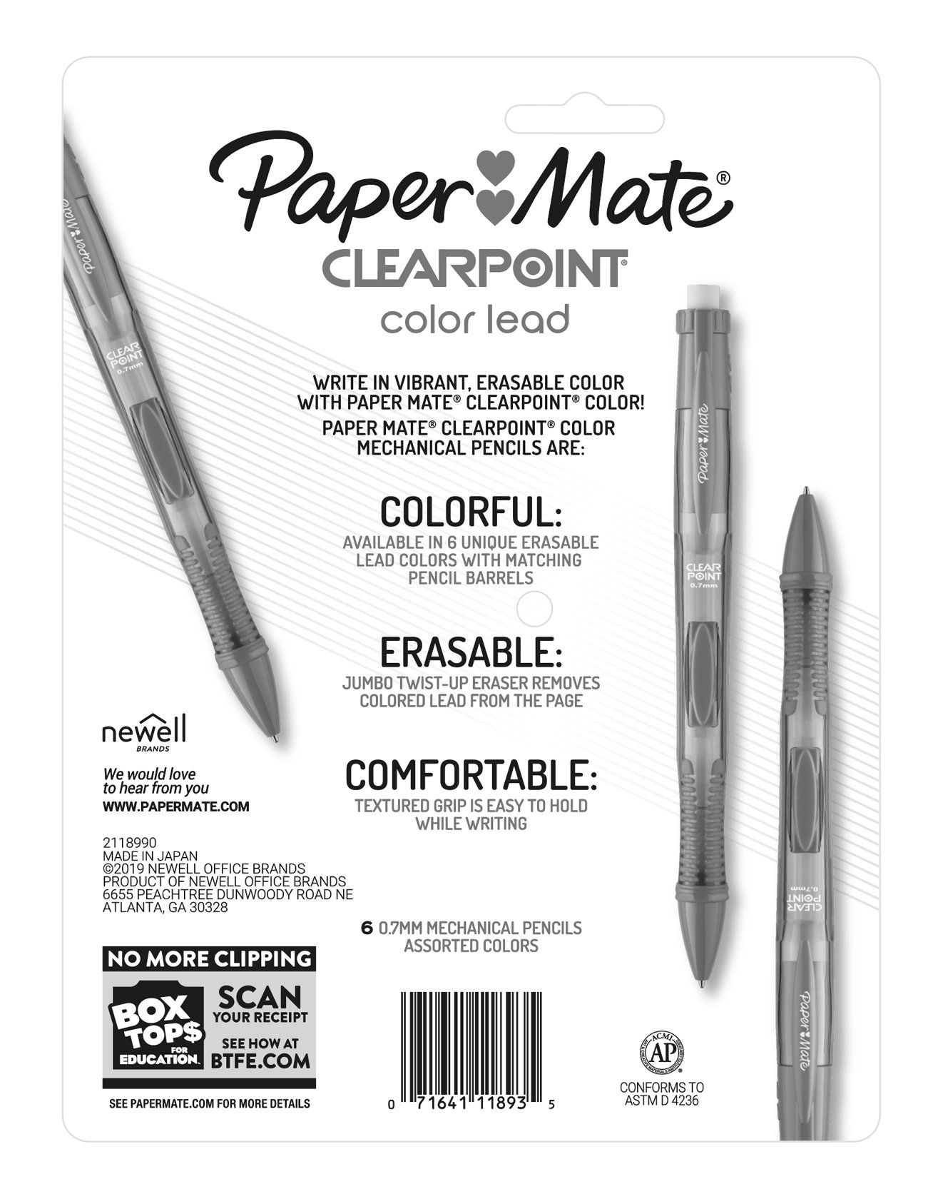 Paper Mate 6ct Clearpoint #2 Mechanical Pencils 0.7mm Multicolor