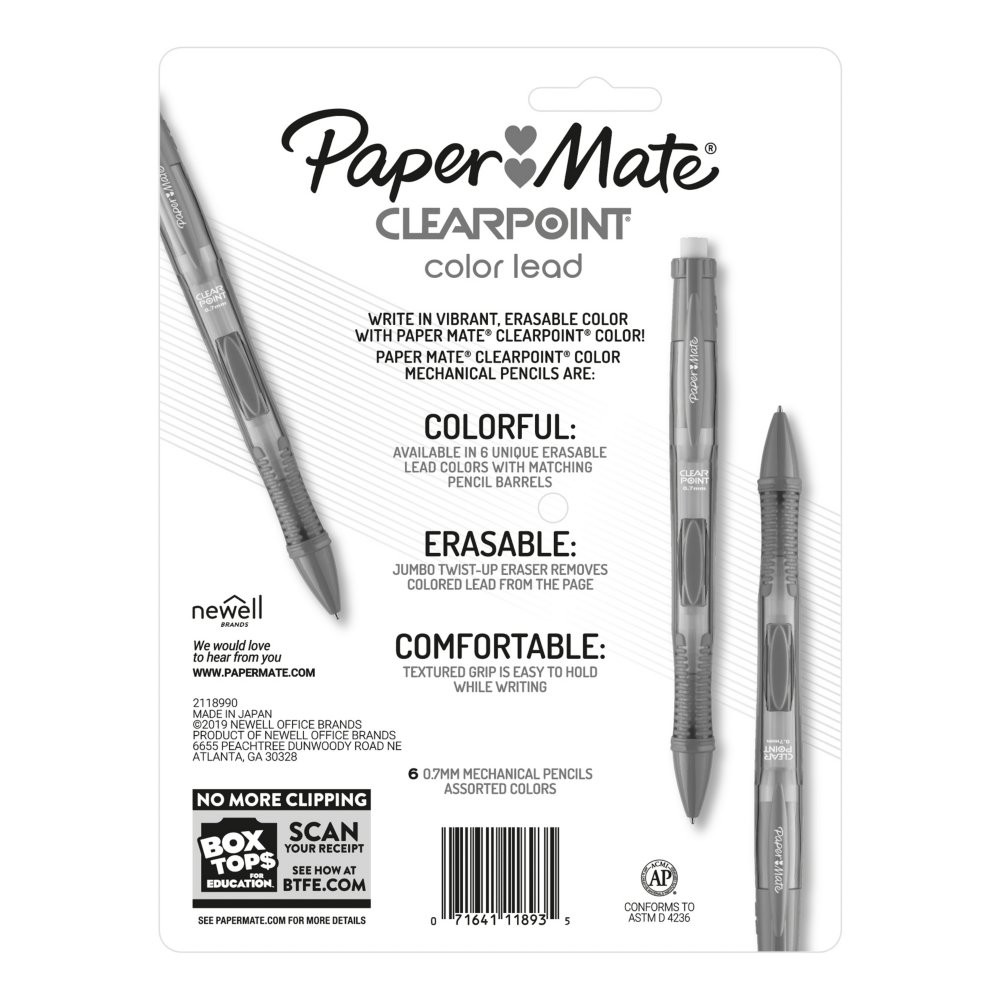 Paper Mate Clearpoint Color Lead Mechanical Pencils