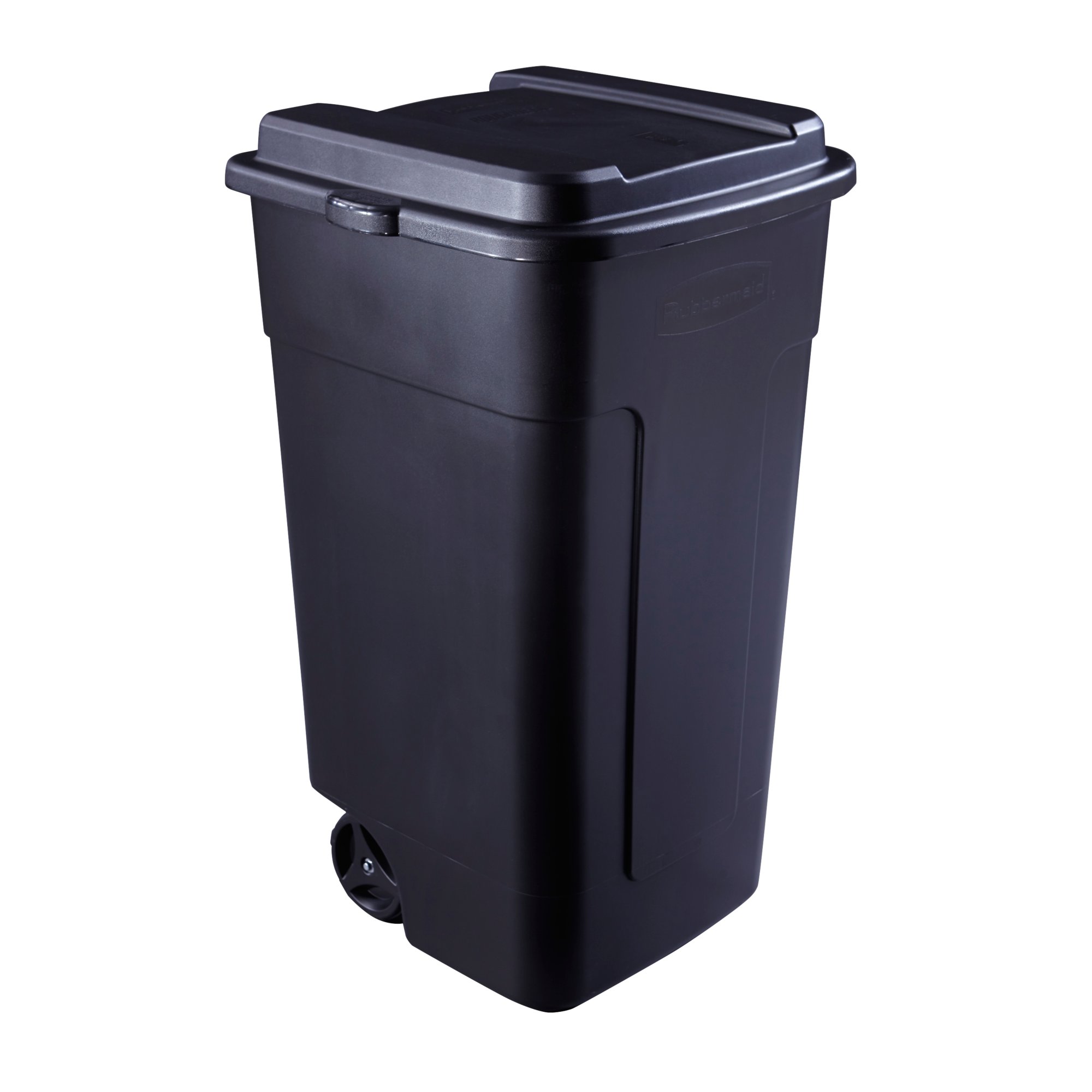 Rubbermaid Black 32 Gallon Outdoor Garbage Can with Wheels & Lid