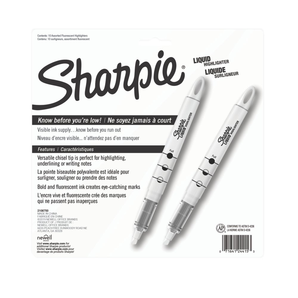 Sharpie - Surligneurs Accent avec pointe biseautée, couleurs