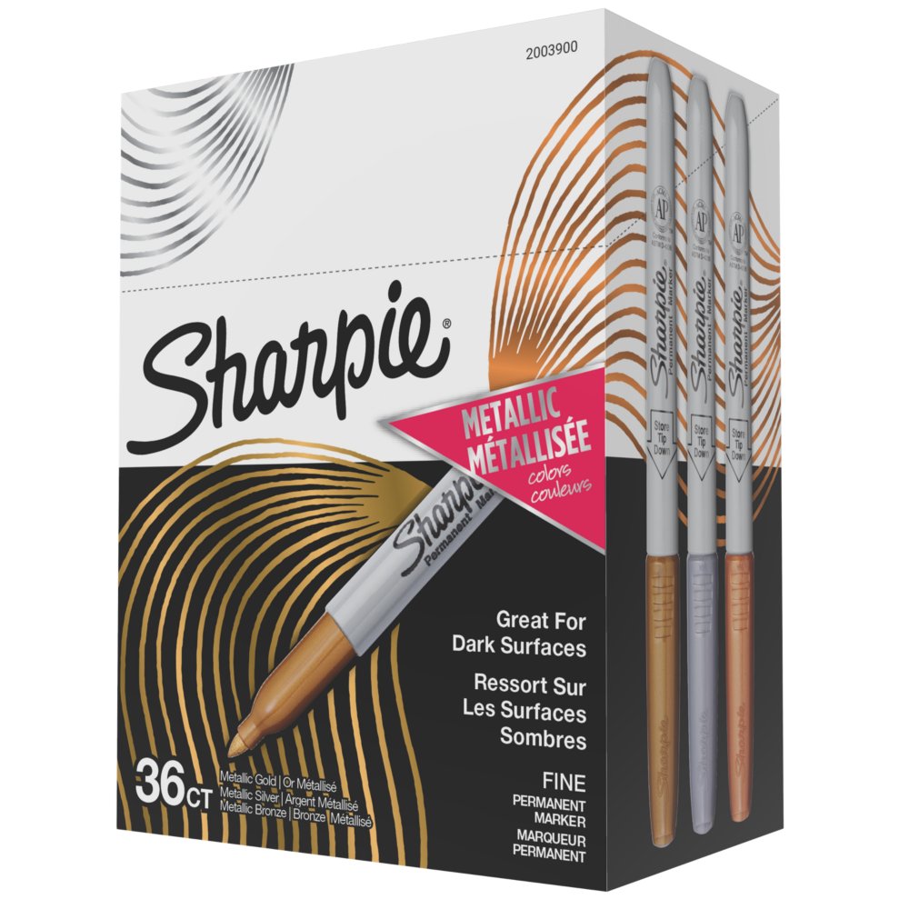 SHARPIE Metallic Permanent Markers, Fine Point, Silver/Gold