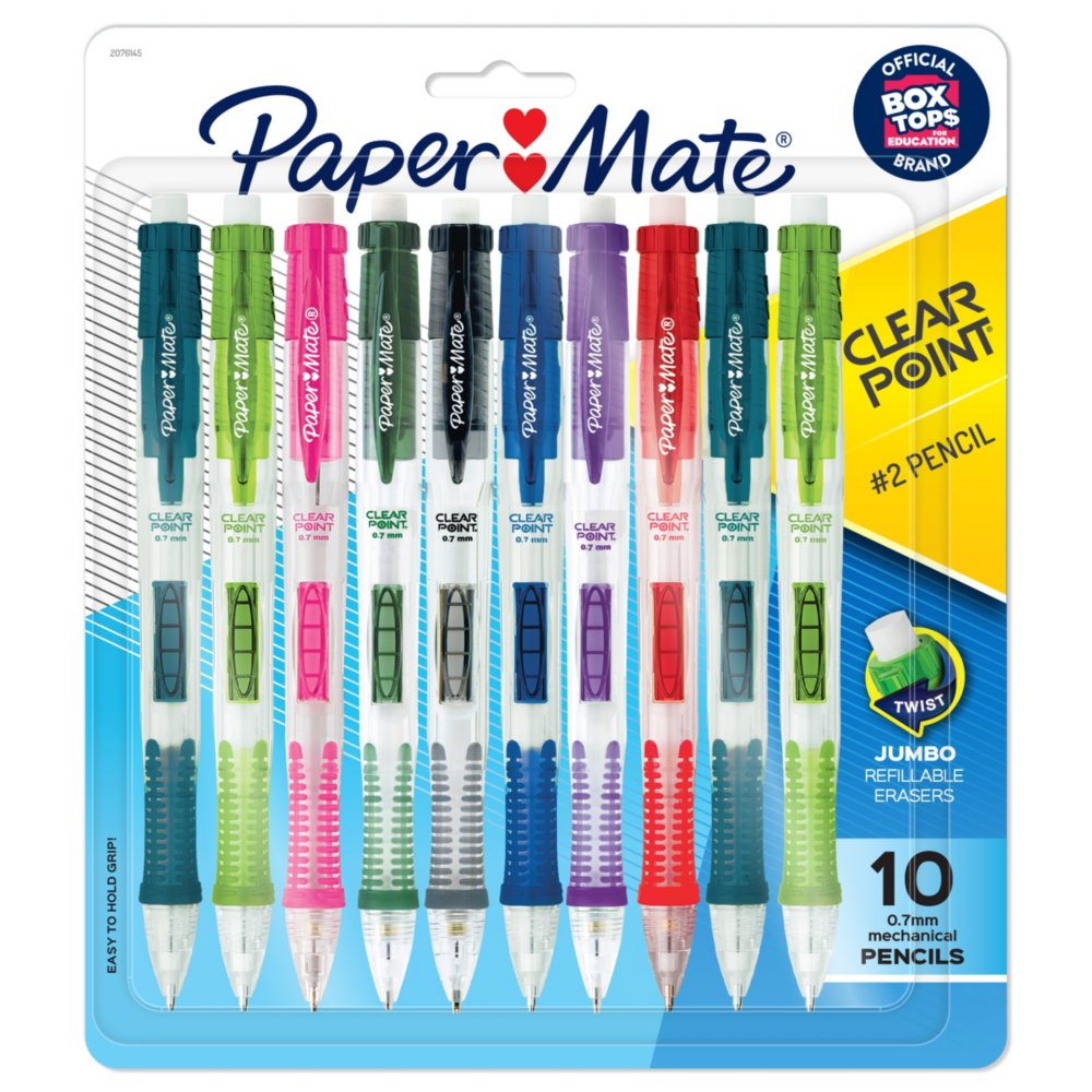 Paper Mate Clear Point 3pk #2 Mechanical Pencils With Eraser & Refill 0.7mm  Assorted Colors : Target