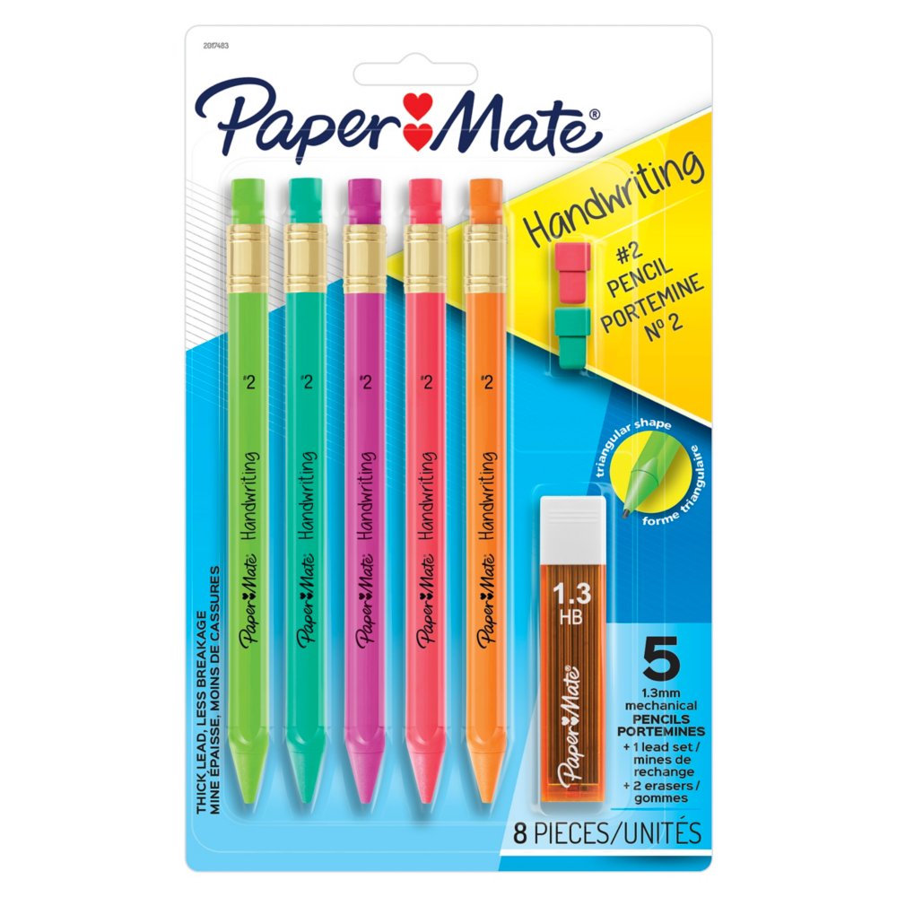 Paper Mate Handwriting Triangular Mechanical Pencil Set with Lead & Eraser Re... 