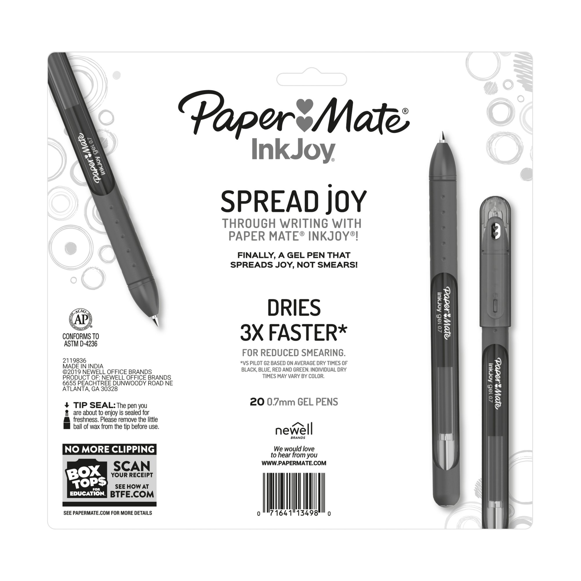 Paper Mate InkJoy Pens, 0.7 mm Gel, Medium Point - 2 pens