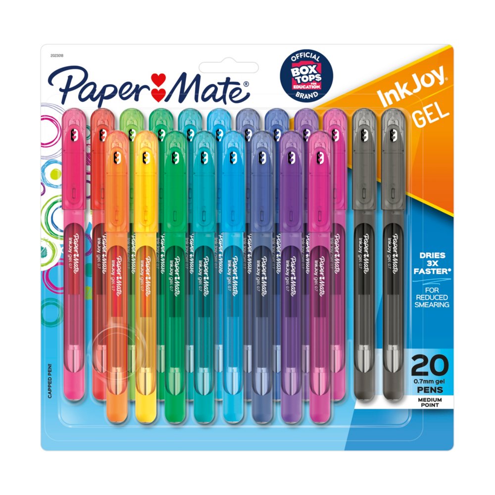 Paper Mate InkJoy Retractable Gel Pens Medium Point 0.7 mm Black Barrels  Black Ink Pack Of 3 - Office Depot
