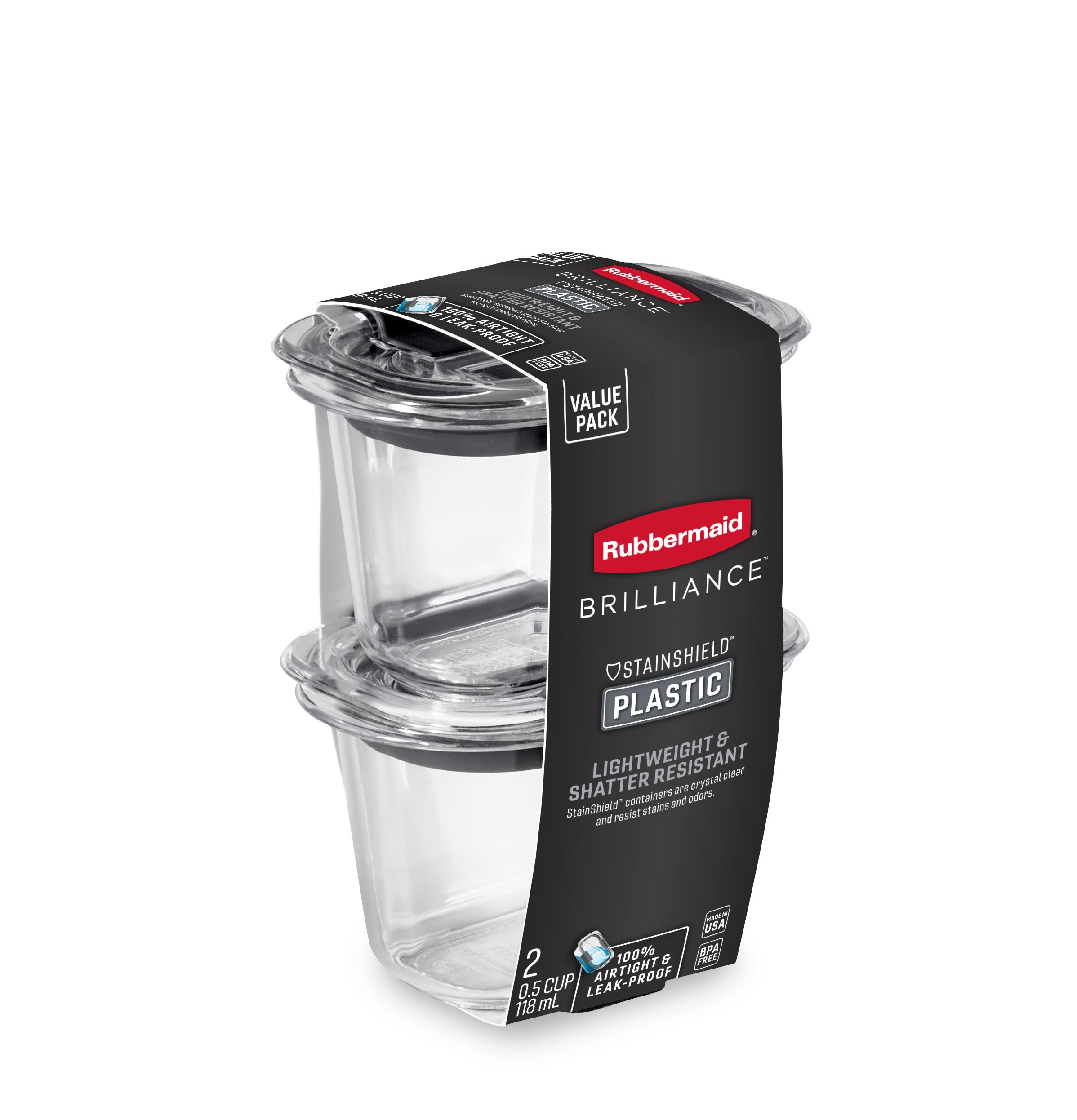 Rubbermaid 2pk 0.5 Cup Brilliance Food Storage Containers : Target