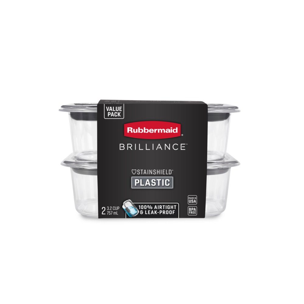 Rubbermaid Brilliance Glass Storage 4.7-Cup Food Containers with