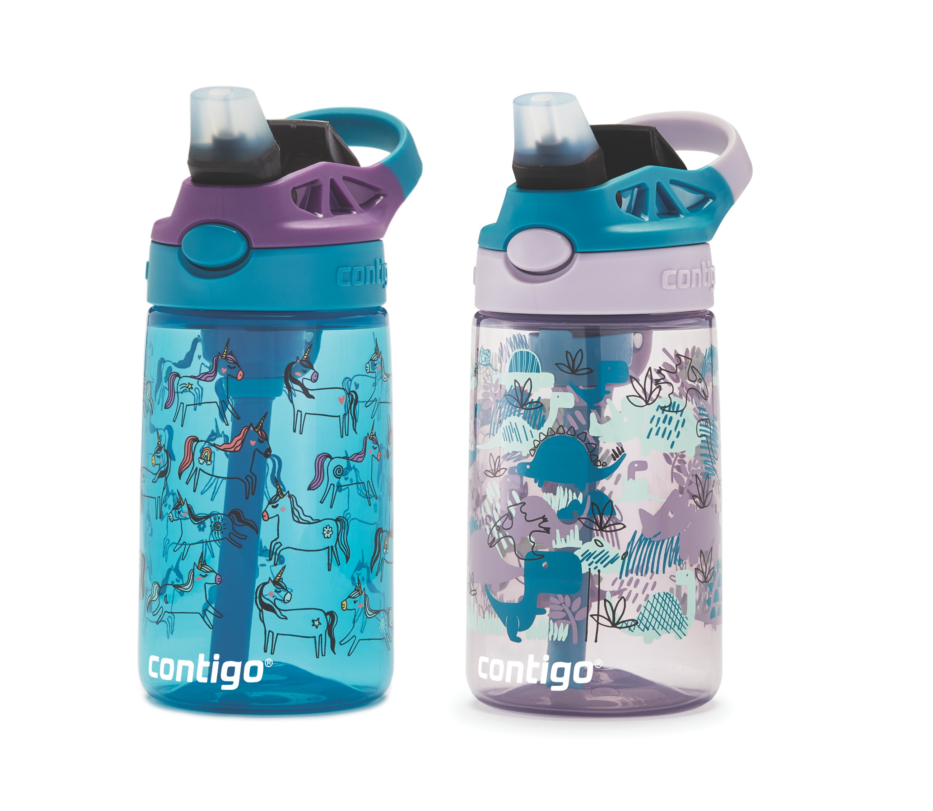 Kids Straw Water Bottle with AUTOSPOUT® Lid, 14oz, 2-pack | Contigo