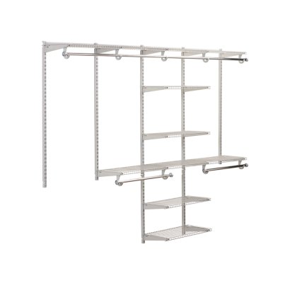 Rubbermaid FastTrack FreeSlide Expandable Closet Organizer, 4 to 8 foot,  White, for Clothes/Shoes/Hats