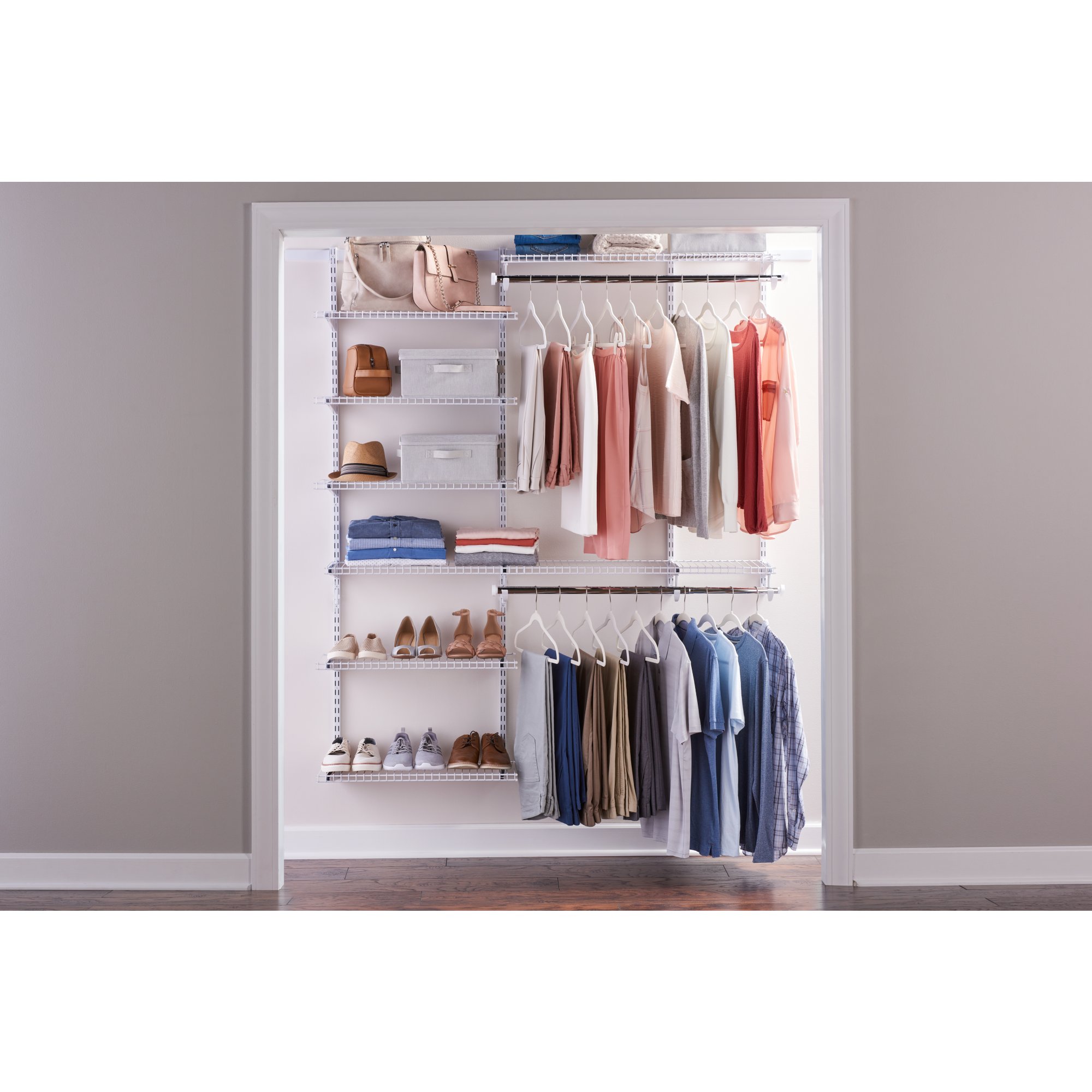 18 ft. Closet Organizer Kit - 3 Closet Shelves and Rods