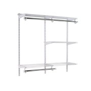 Rubbermaid closet organizing system with wire shelves and hanger bars image number 1