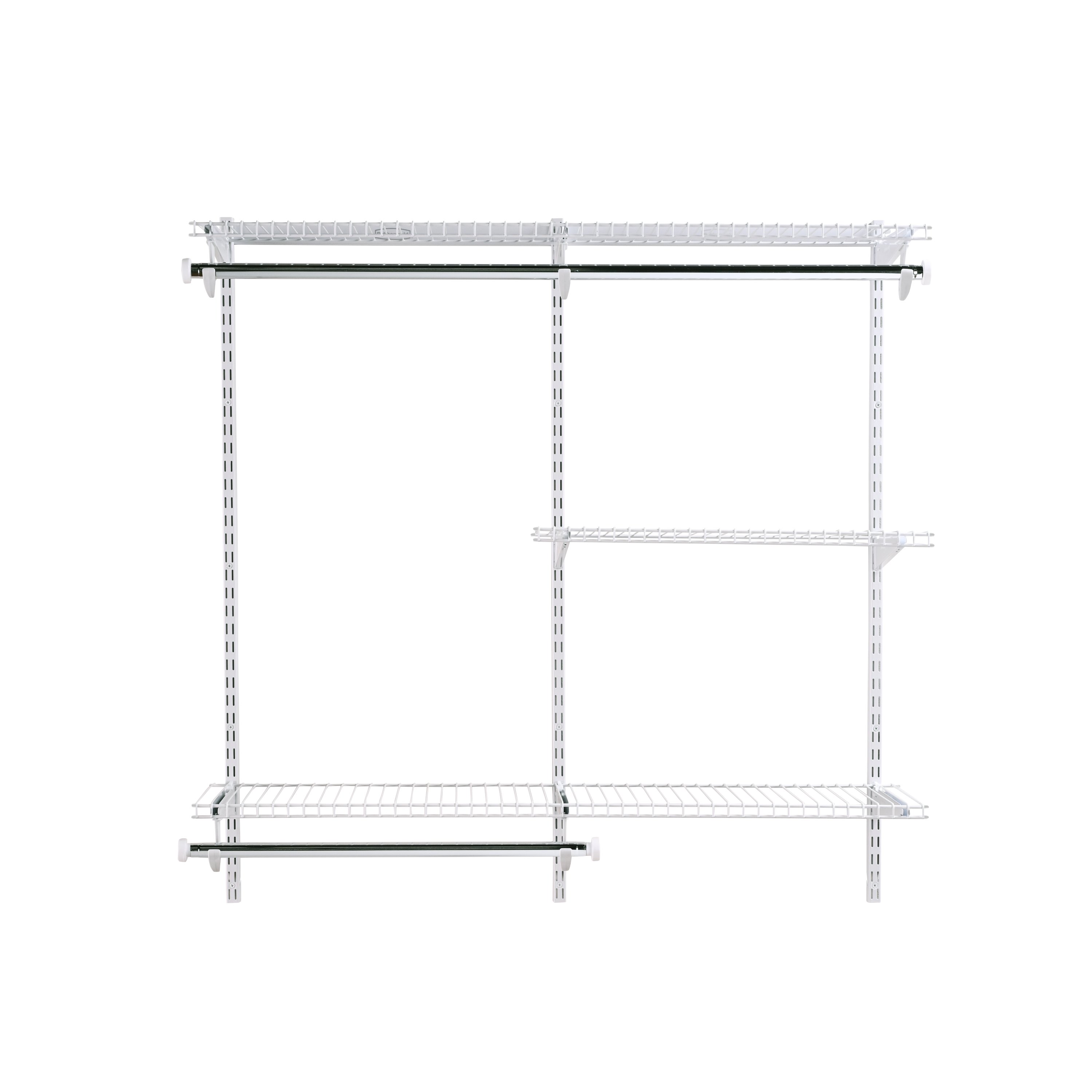 Rubbermaid Configurations Deluxe Closet Kit, White, 3-6 Ft. & Expandable  Closet Shelf Kit, 2-4 ft., White, for