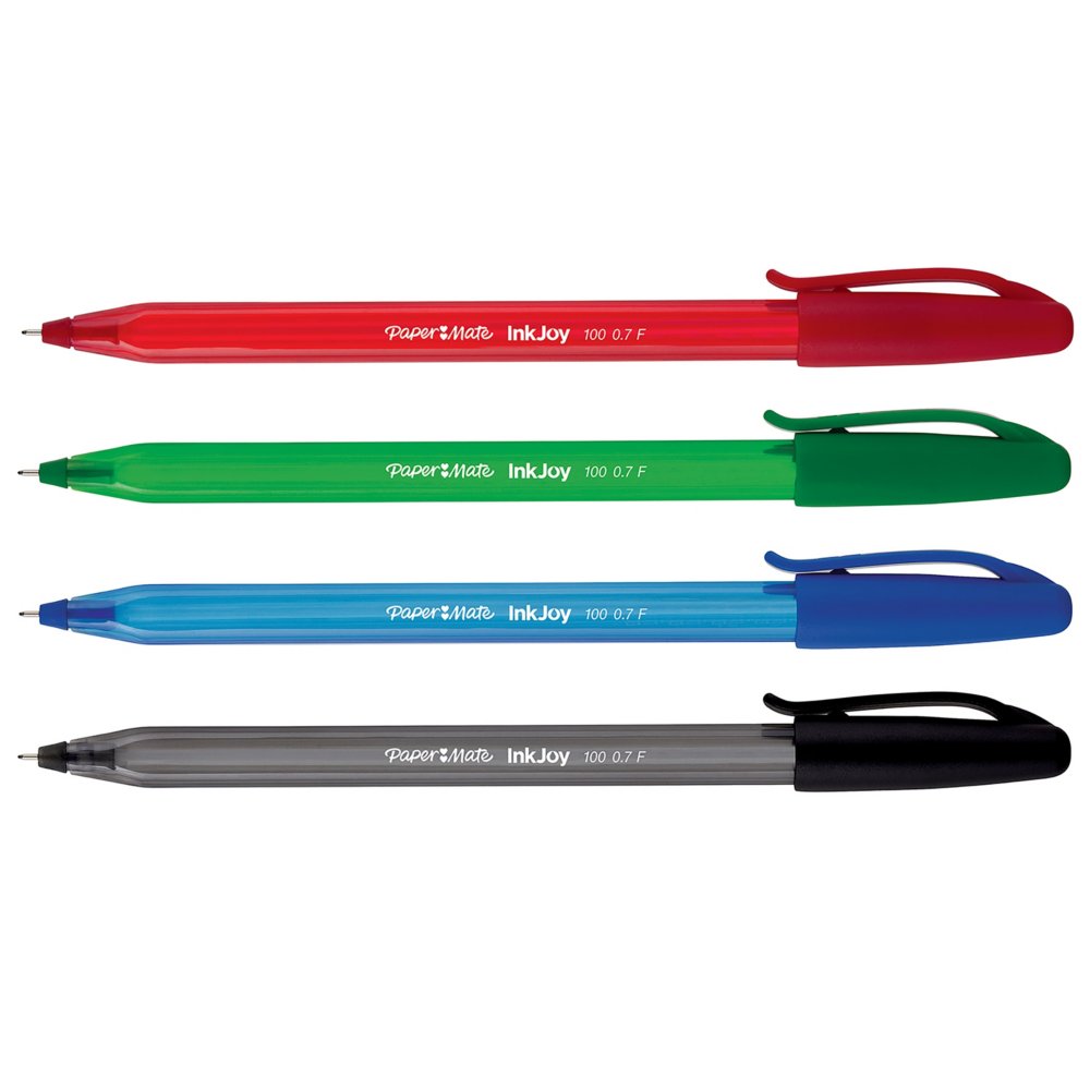 Papermate Inkjoy 100 Capped Ballpoint Pen - Medium - Assorted Colours  (Blister of 10), 1956751