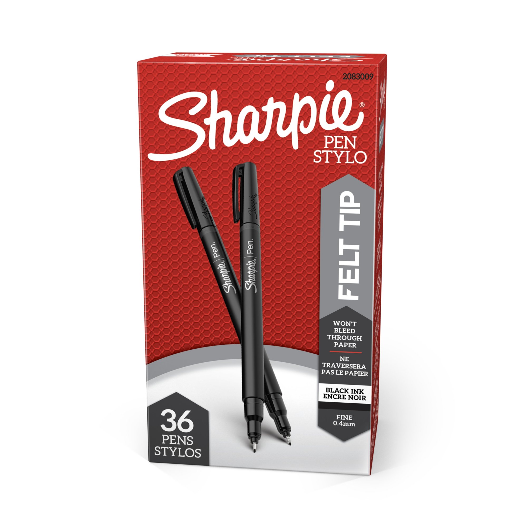 Sharpie Retractable Pen, Fine Point, Black, 3-Count