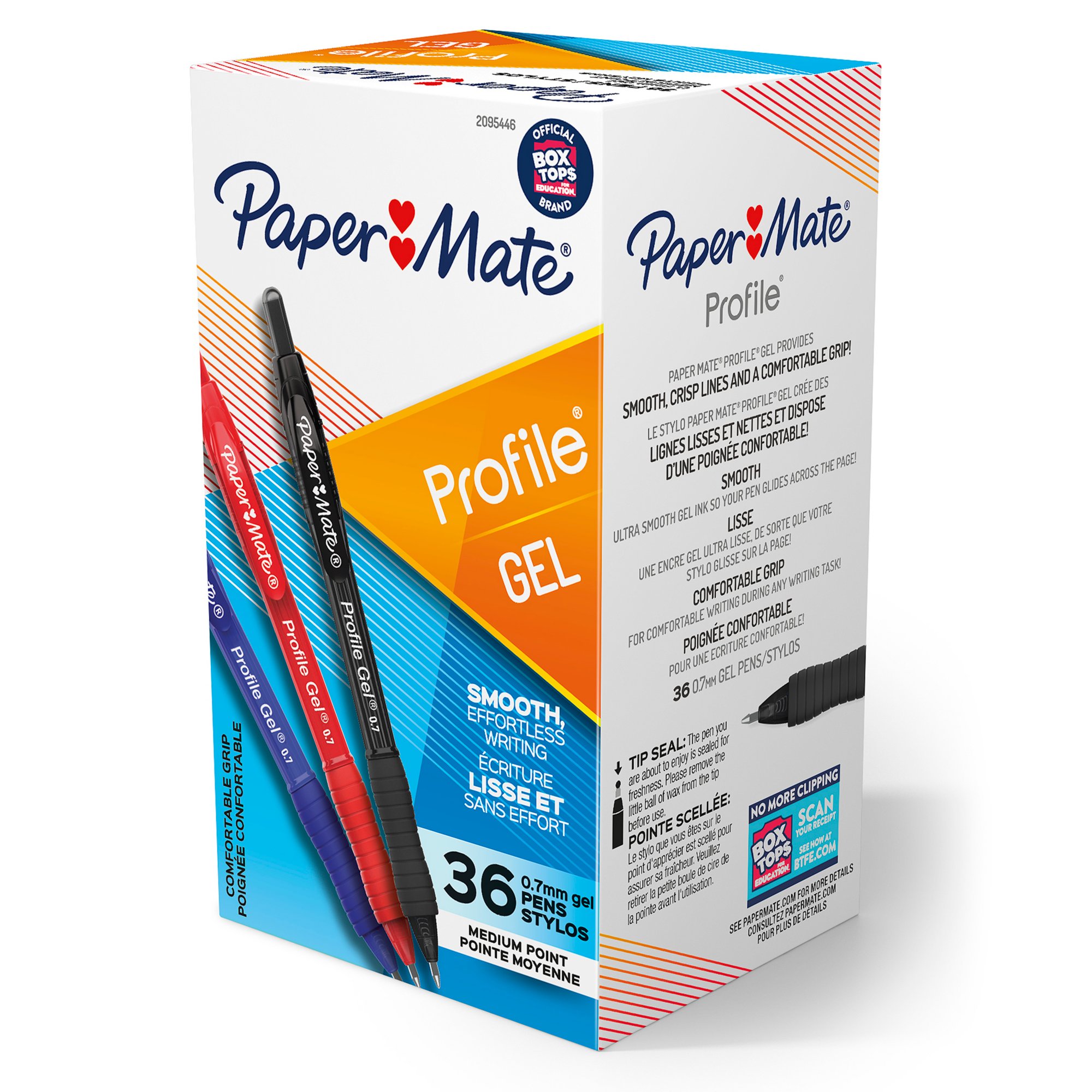 Paper Mate Profile stylo gel, 0,7mm, noir, paq. de 4 Rétractable 