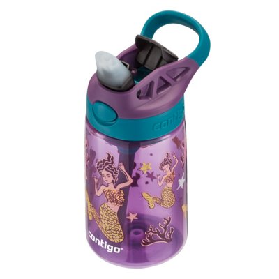 Contigo Kids Water Bottle with Redesigned AUTOSPOUT Straw Lid Purple  Eggplant and Mermaids, 14 fl oz. 