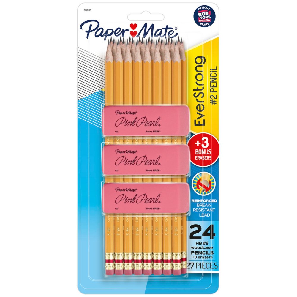 Paper Mate EverStrong #2 Woodcase Pencils with Pink Pearl Erasers