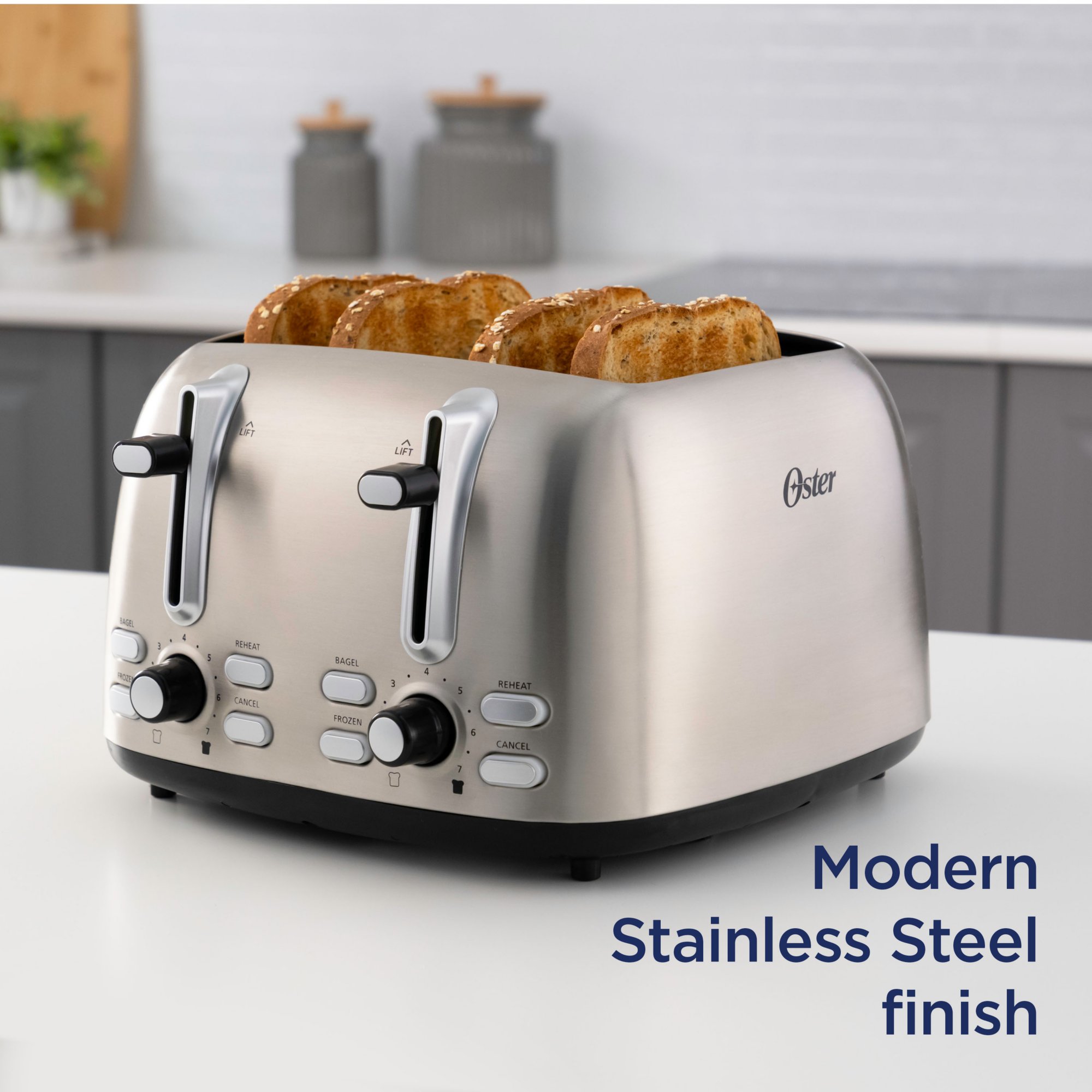 Oster® 4-Slice Toaster with Bagel and Reheat Settings and Extra-Wide Slots