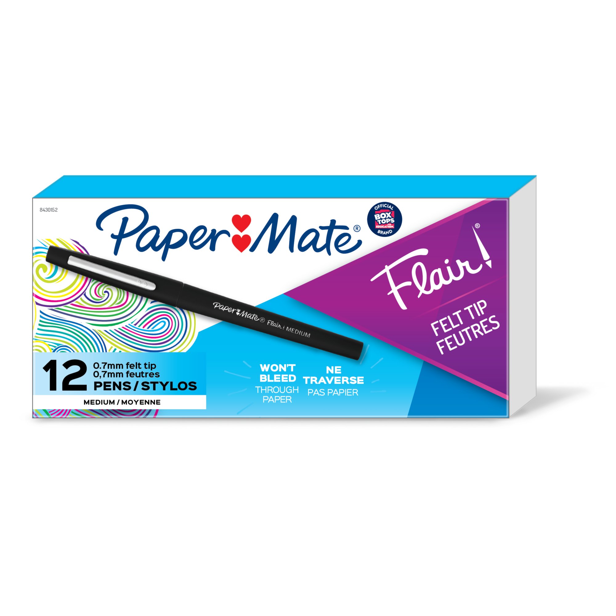 Paper Mate Flair Medium Fineliner 0.7mm Assorted 12 Pack