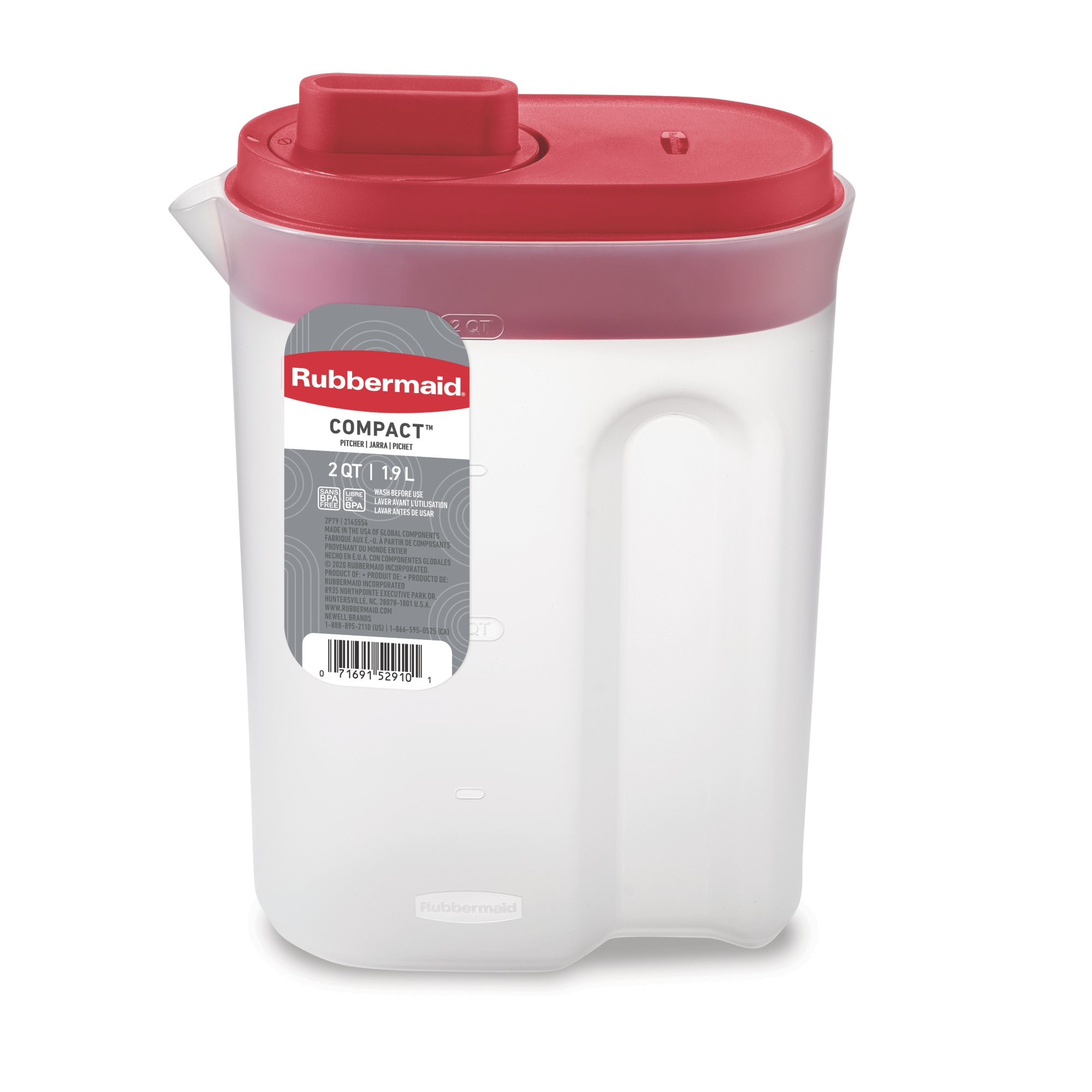 Rubbermaid Simply Pour Pitcher - Clear/Red, 1 gal - Gerbes Super