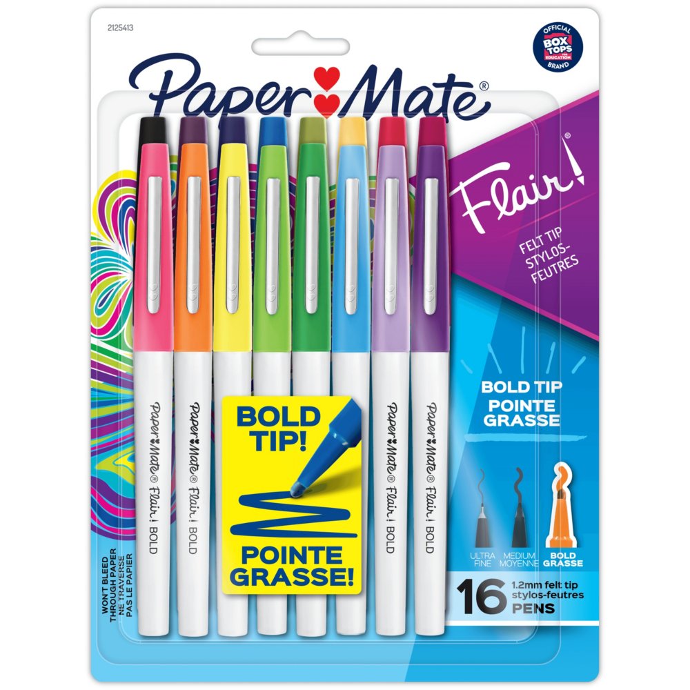 Paper Mate Flair Felt Tip Pen Set, 0.7mm, 12 Count, Size: Assorted