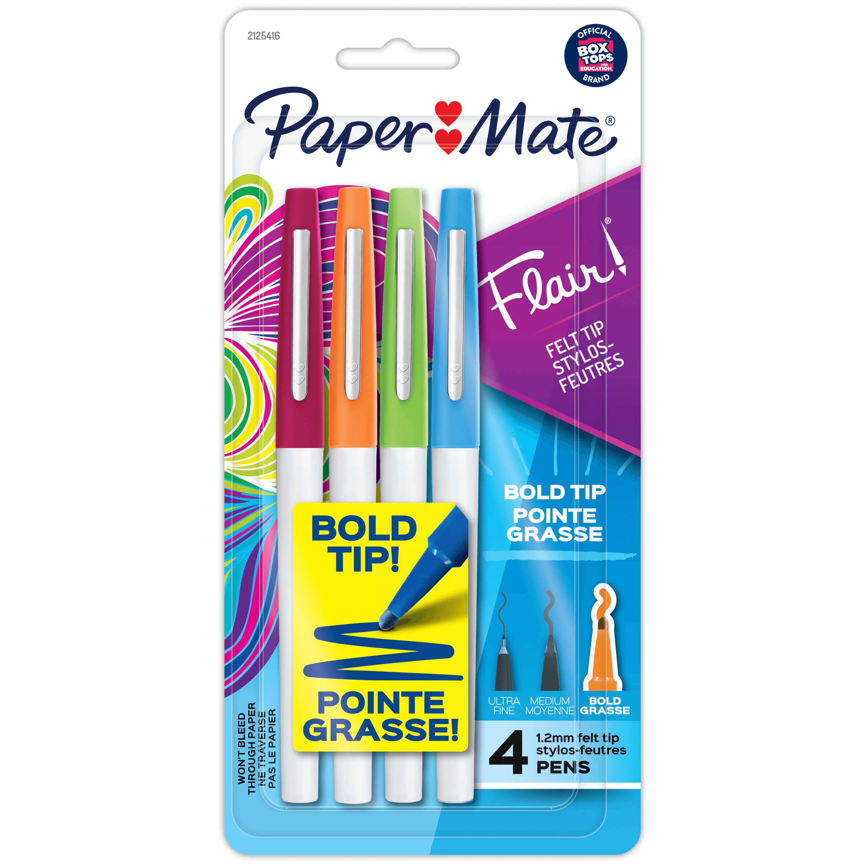 Stylo feutre Papermate Flair Bold écriture large - Blister de 12