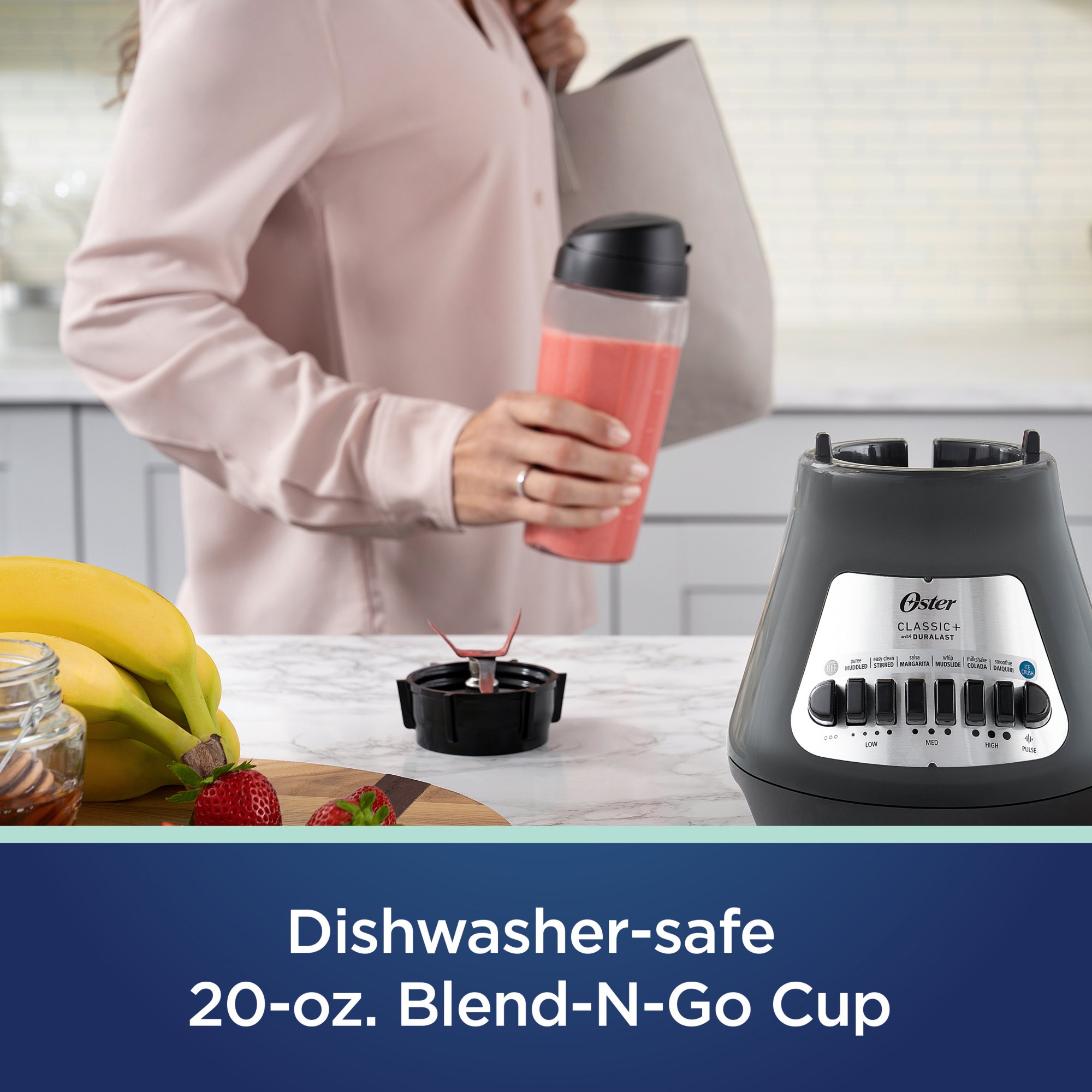 Oster Easy-to-clean Blender With Dishwasher-safe Glass Jar With A 20 Oz.  Blend-n-go Cup : Target