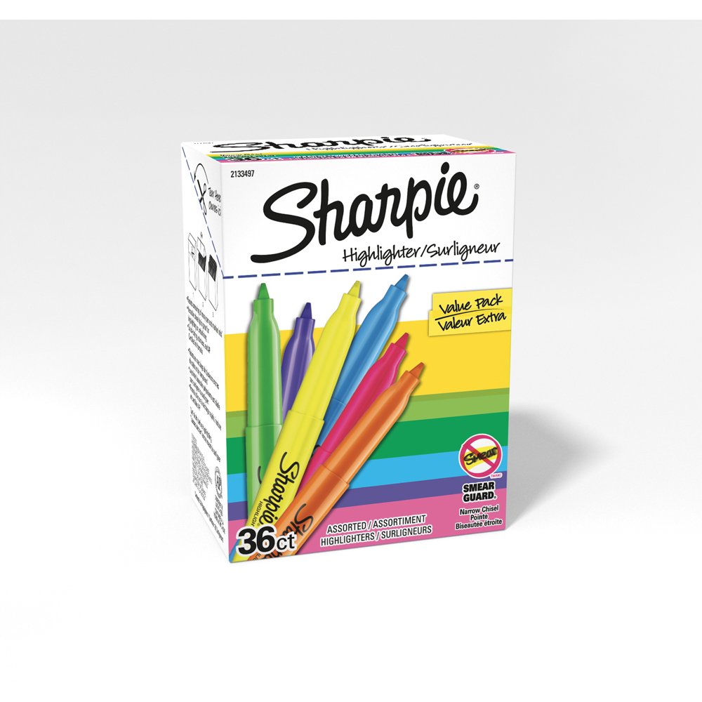 Sharpie 27145 Pocket Highlighters, Chisel Tip, Assorted Colors, 12-Count -  2 Pack
