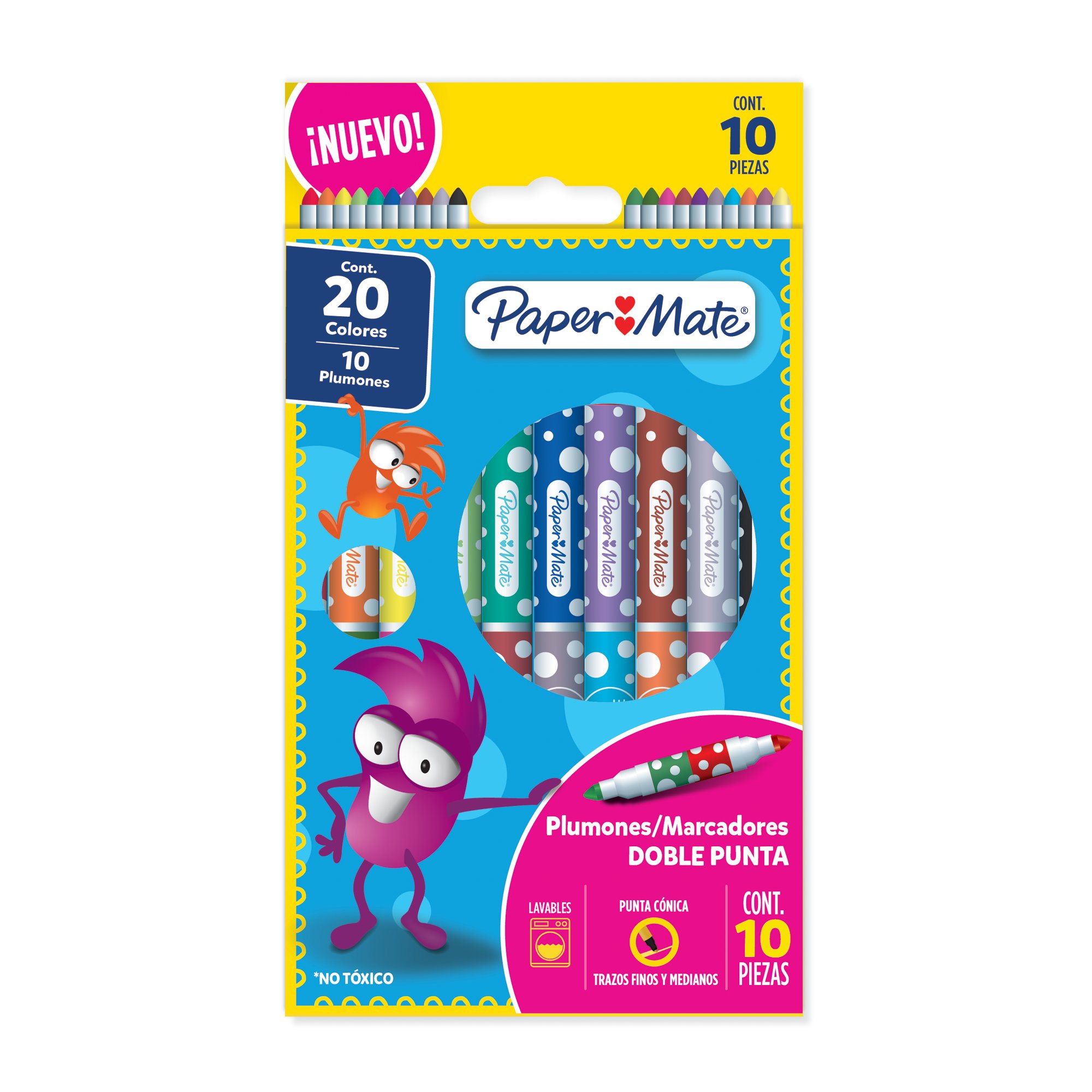 Plumones Paper Mate Doble Punta Cónica