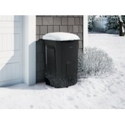 outdoor waste basket near house in snowy weather image number 5