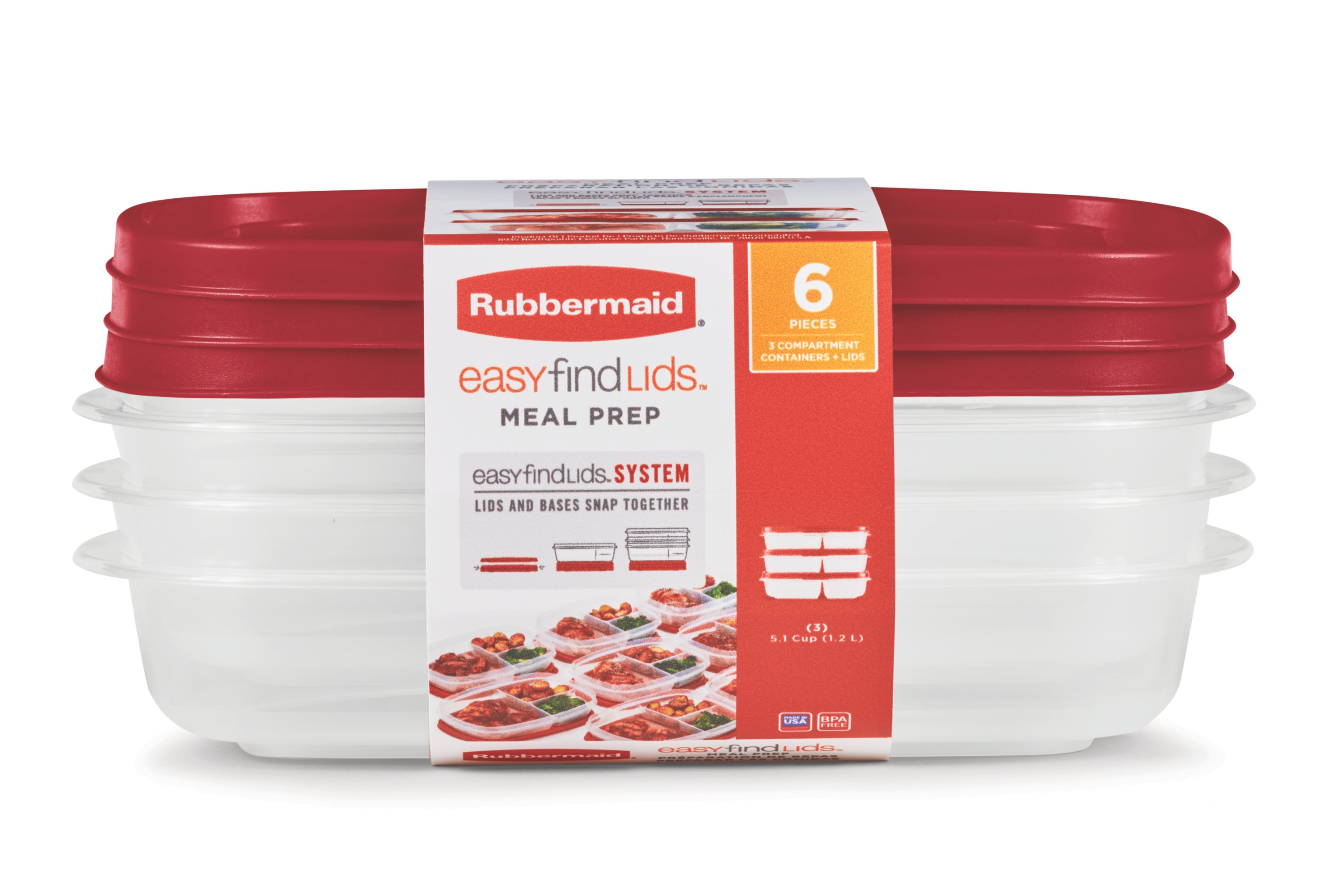 EasyFindLids™ Medium Food Storage Containers, Divided