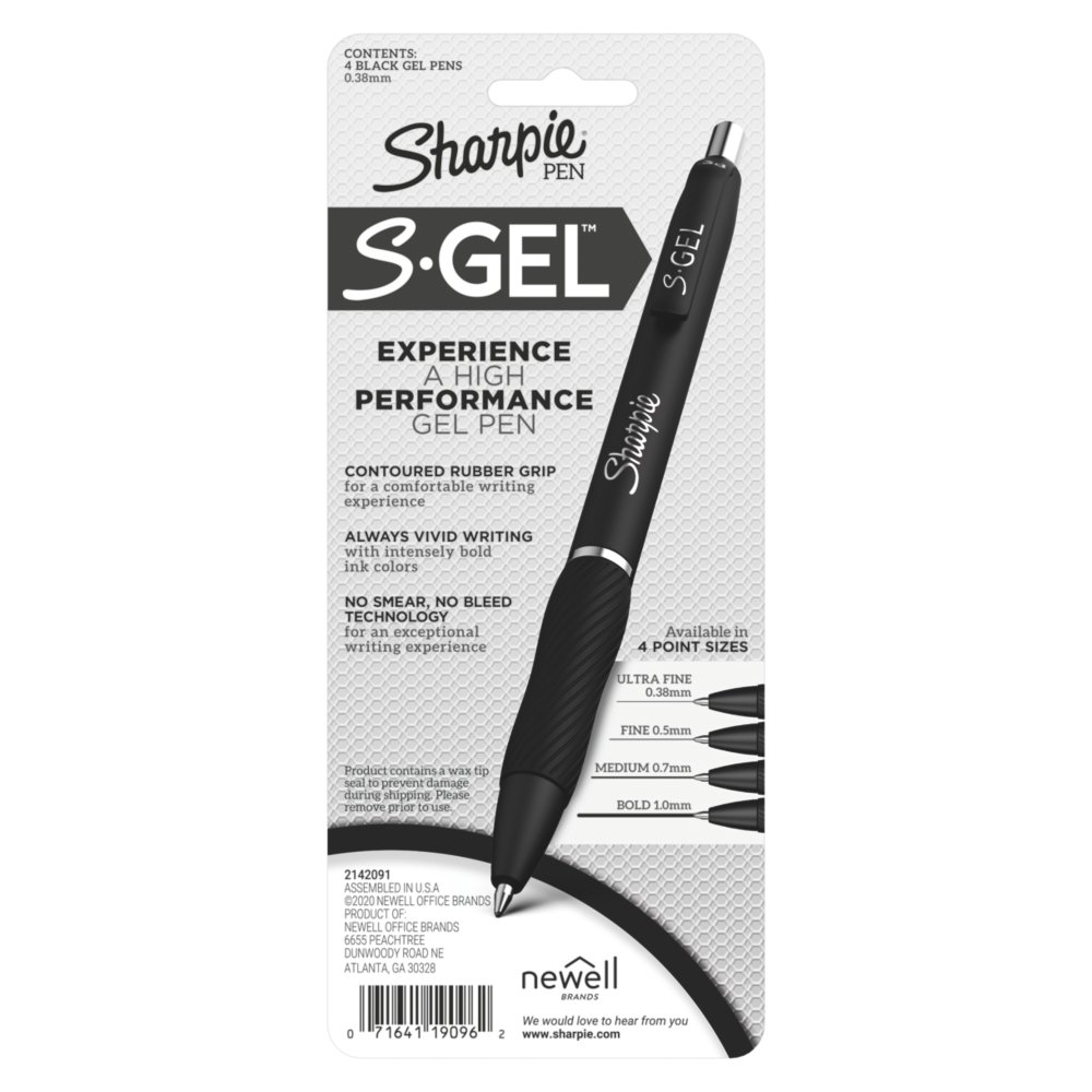 SHARPIE S-Gel, Gel Pens, Fine Point (0.5mm), Blue Ink Gel Pen, 12 Count &  S-Gel, Gel Pens, Ultra Fine Point (0.38mm), Black, 12 Count