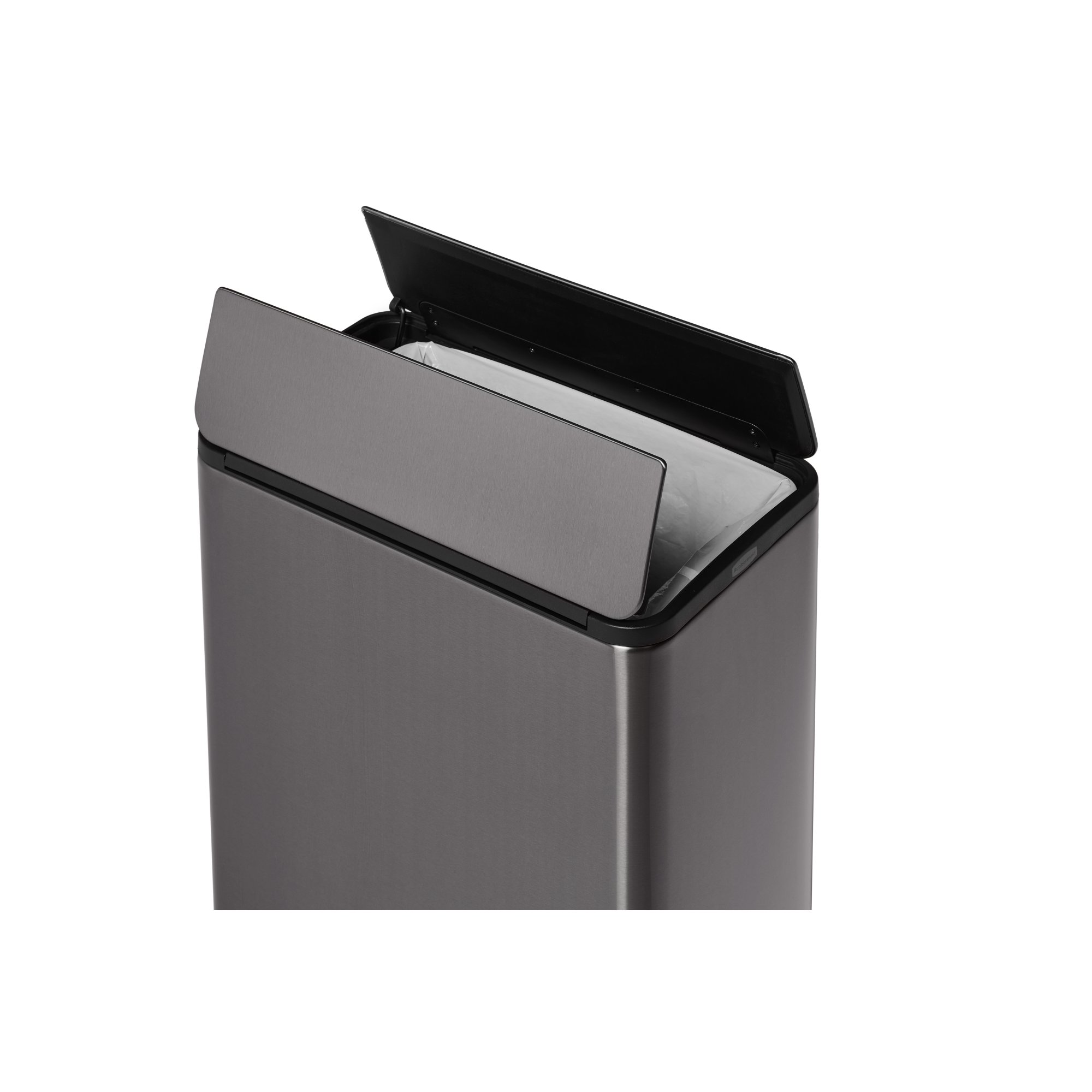 Rubbermaid FGST40SSPL 25 gal Square Metal Step Trash Can, 19L x 19W x  30H, Stainless