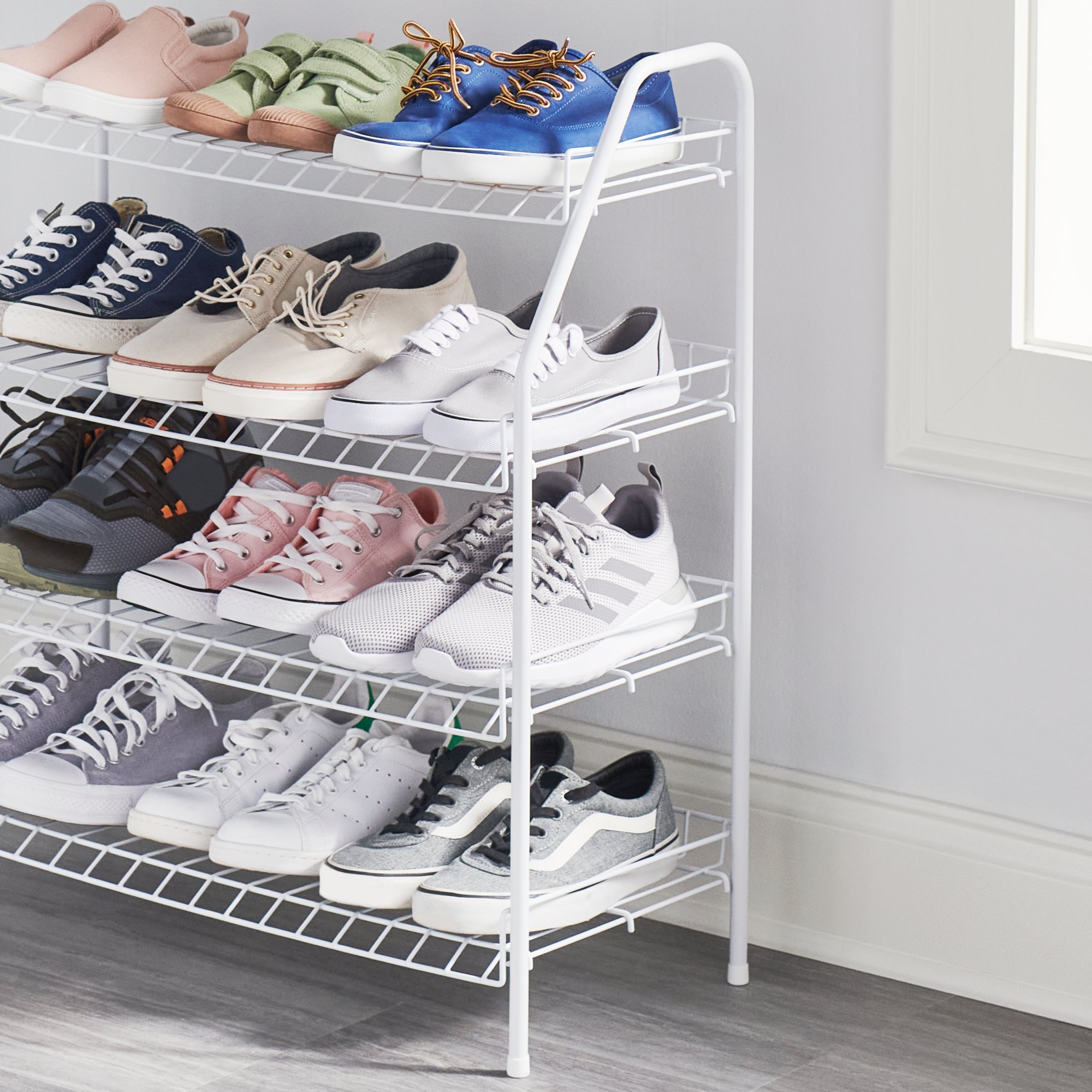 ClosetMaid 4 Tier Freestanding Shoe Rack, Nickel