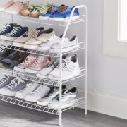 freestanding 4 tier shoe rack filled with shoes image number 4