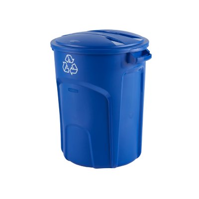 Rubbermaid Roughneck 33 gallon Trash Can on Wheels & Galvanized Trash Can  w/ Lid - Sherwood Auctions