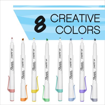 Sharpie S-Note Creative Markers, Assorted Colors, Chisel Tip, 16 Count