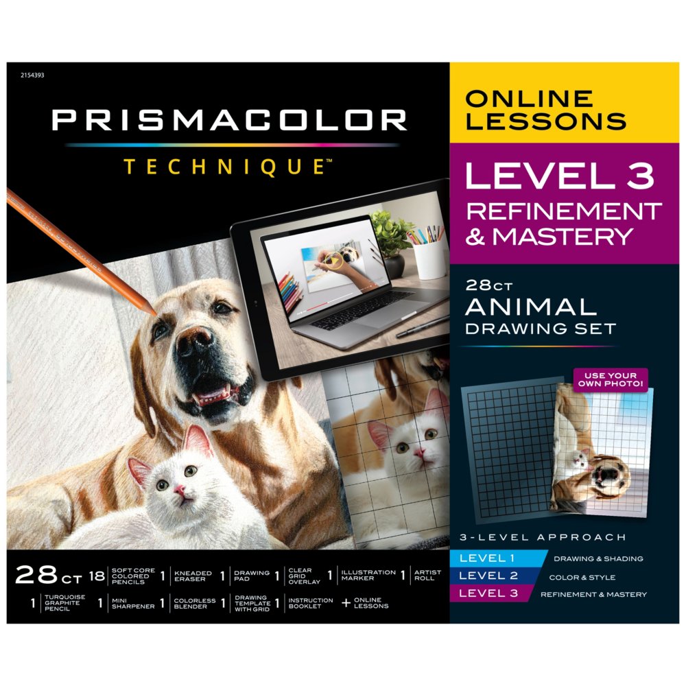 Prismacolor Technique, Art Supplies with Digital Art Lessons, Animal  Drawings Set, Level 1, How to Draw Animals with Colored Pencils, Graphite