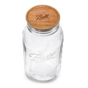 large wide mouth mason jar with wooden lid image number 3