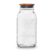 large wide mouth mason jar with wooden lid image number 1