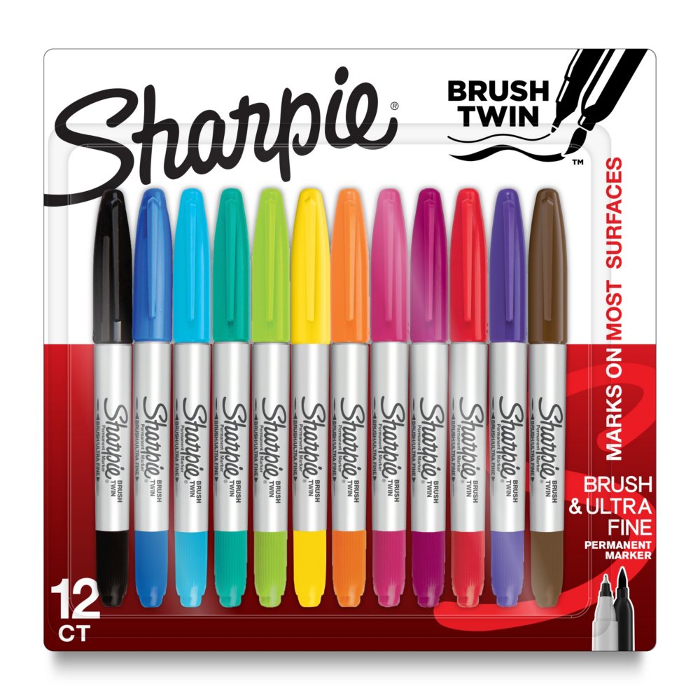 Sharpie Permanent Markers, Twin-Tip, Fine Point, Assorted Colors - 8 markers