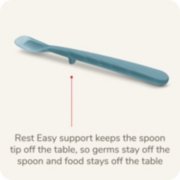 rest easy support keeps the spoon tip off the table so germs stay off the spoon and food stays off the table image number 3