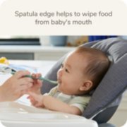 spatula edge helps to wipe food from baby's mouth image number 4