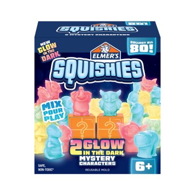 Elmer’s Squishies DIY Glow in the Dark Squishy Toy Kit, Kids Crafts Creates 2 Mystery Characters, 13 Piece Kit