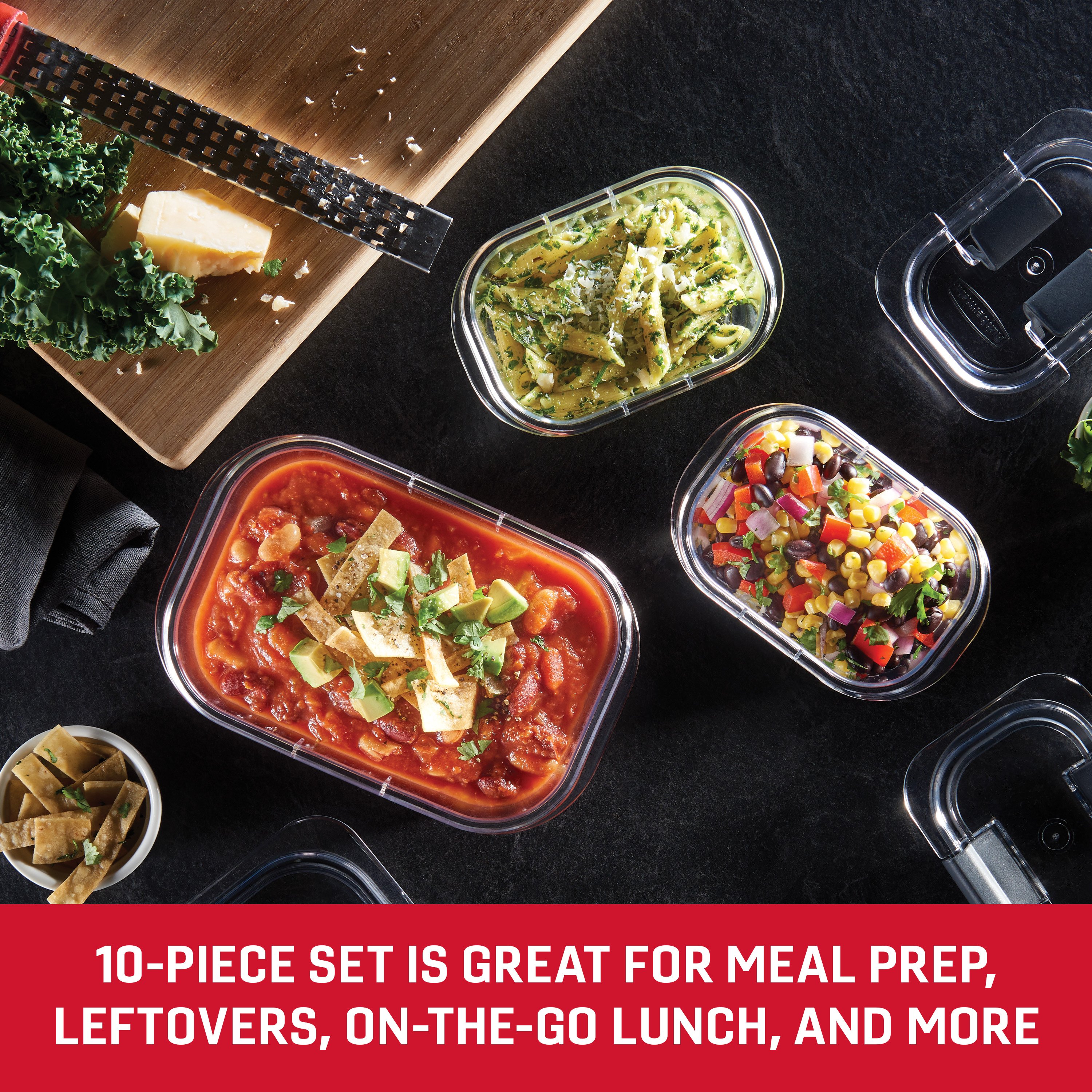 Rubbermaid Brilliance BPA Free Food Storage Containers with Lids, Airtight,  for Lunch, Meal Prep, and Leftovers, Set of 5 (3.2 Cup) 