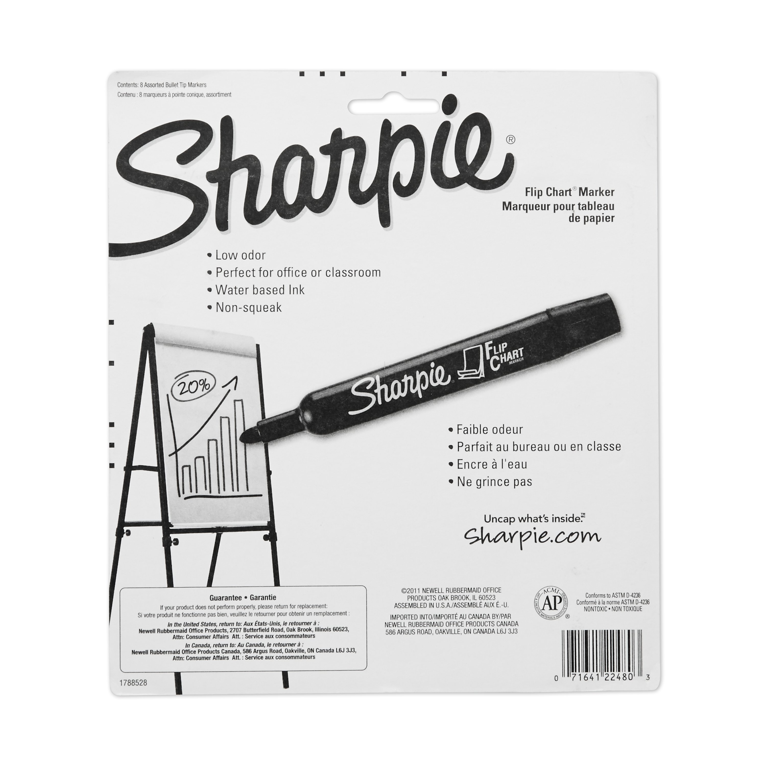 Sharpie Flip Chart Markers Bullet Tip Four Color Set New Black