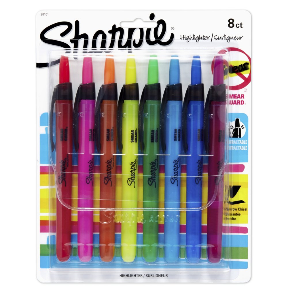 Sharpie S Note Highlighters Chisel Tip Assorted Colors Pack Of 12  Highlighters - Office Depot